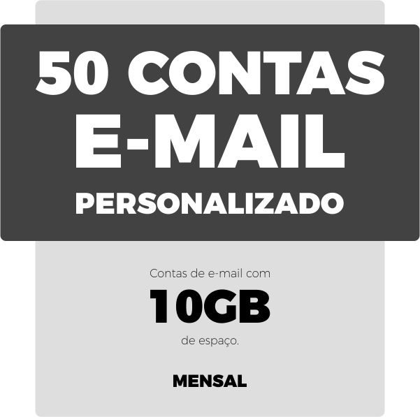 50 contas de e-mail de 10GB cada uma